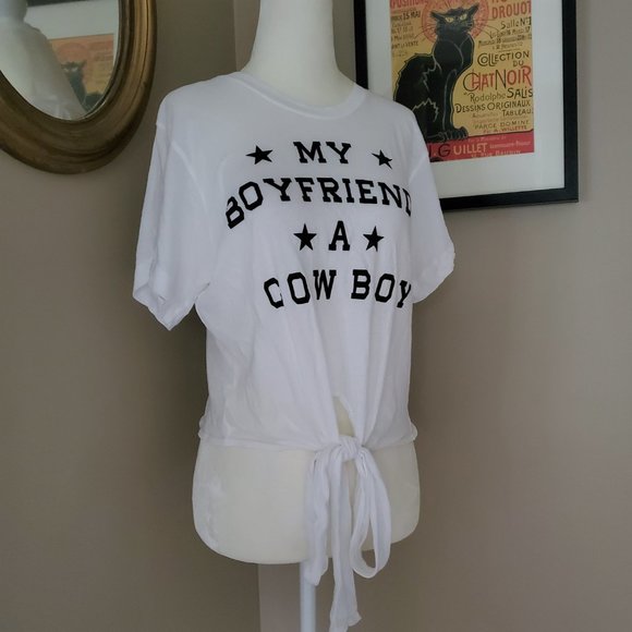 Wildfox My Boyfriends a Cowboy Tie-Front Tee Size M NWT - Picture 4 of 11